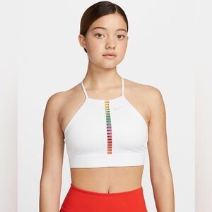 Nike Indy Rainbow Ladder sports bra, white, size small